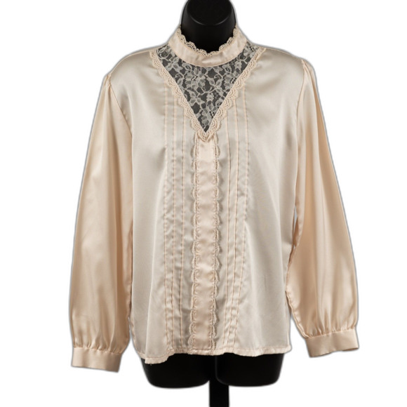 JANI original vintage cream long sleeve blouse size 14 - Picture 1 of 9